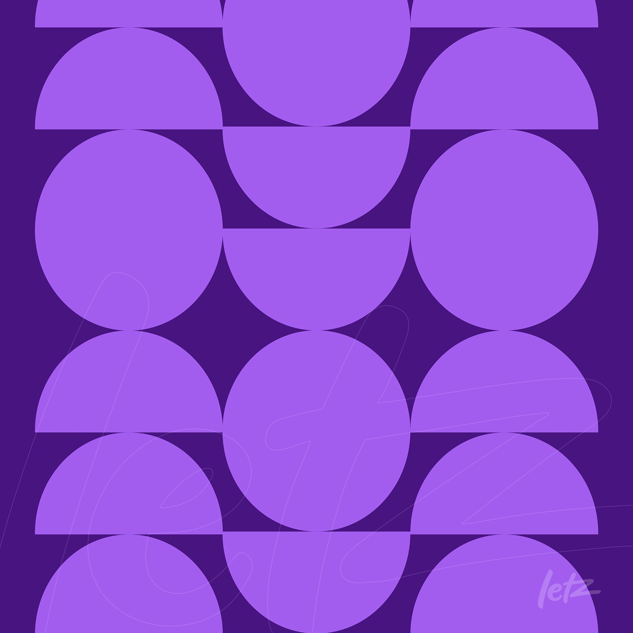 abstract art with purple circles on dark purple background in canvas print