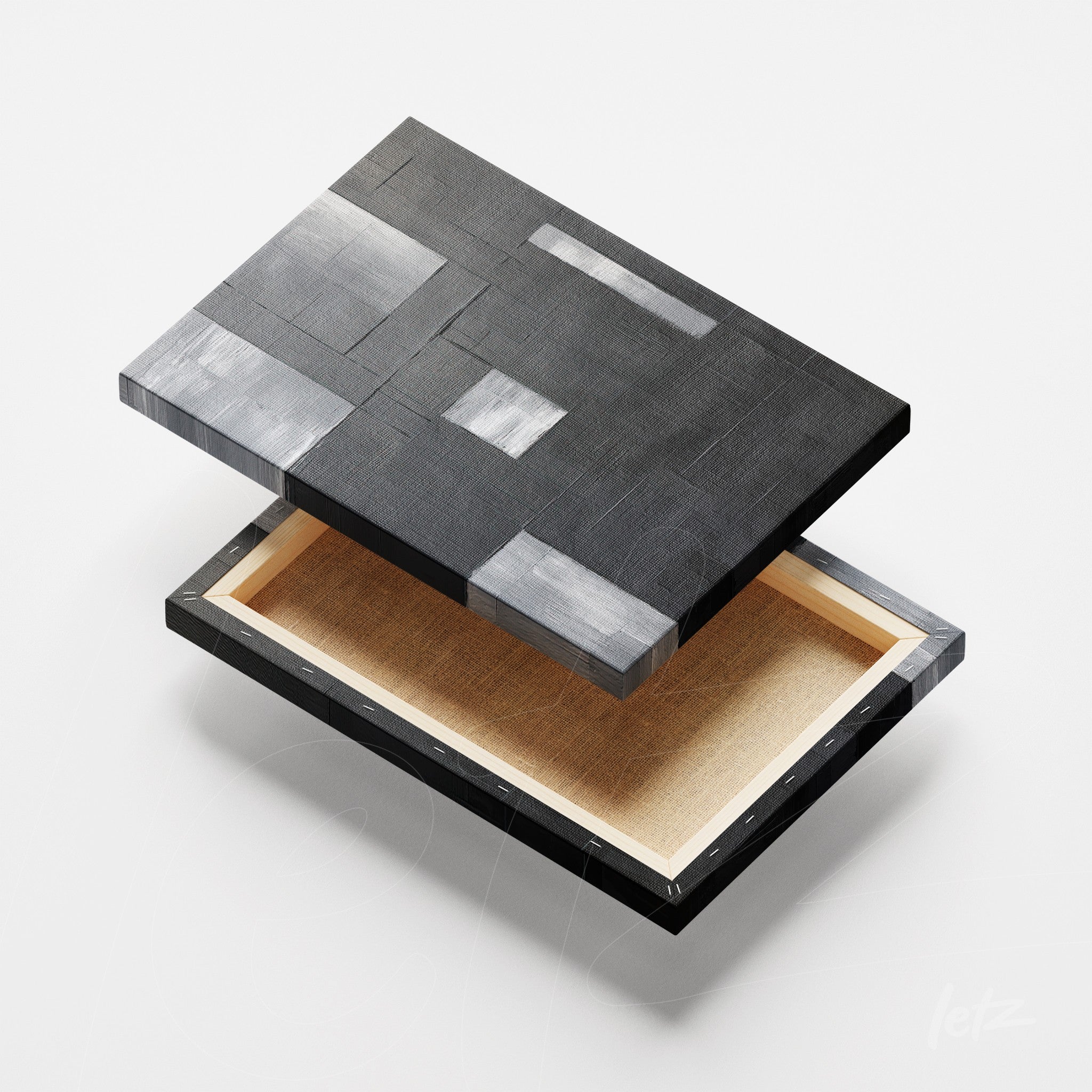 black wooden frame with geometric texture and smooth finish for wall art