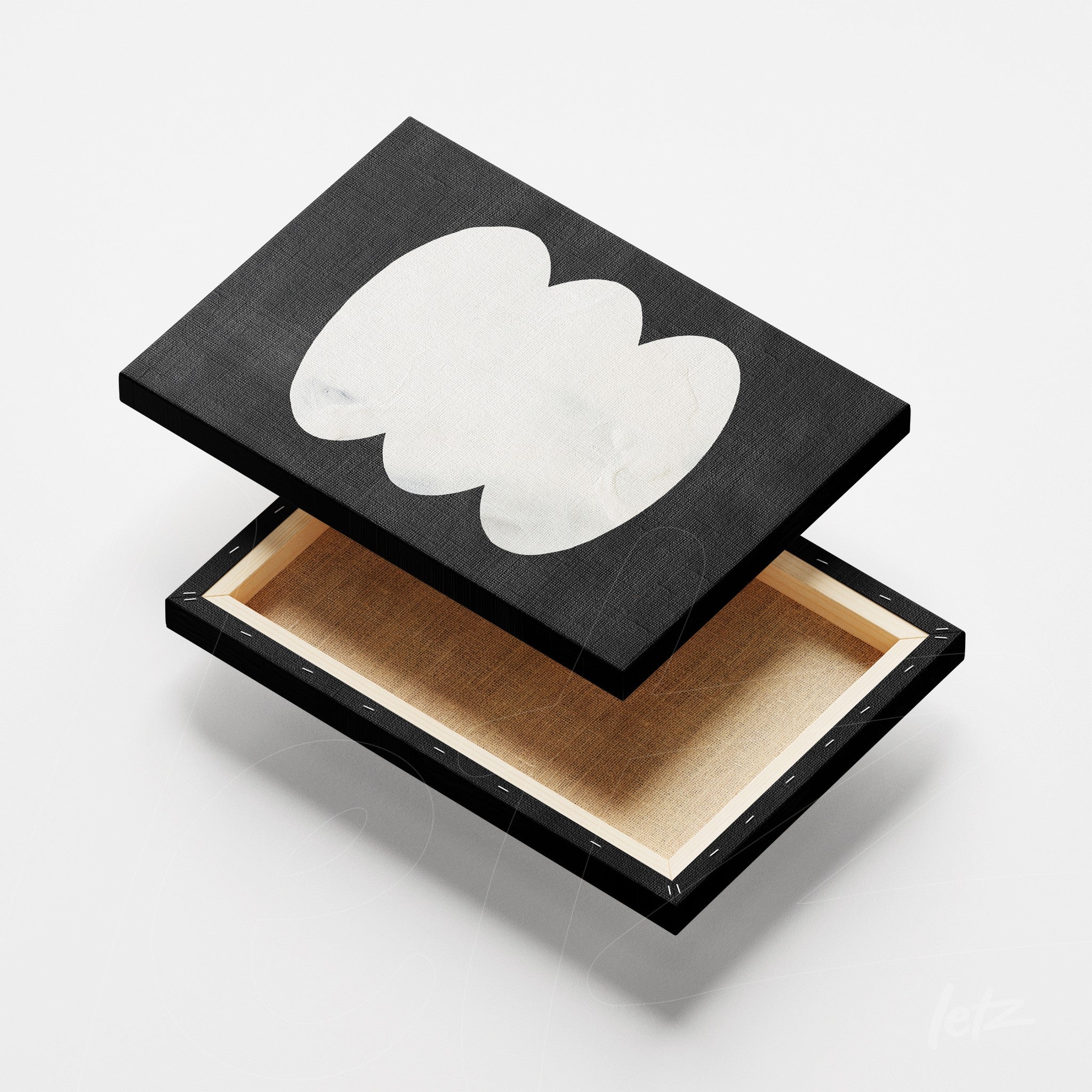 canvas art box with a black exterior and light fabric interior