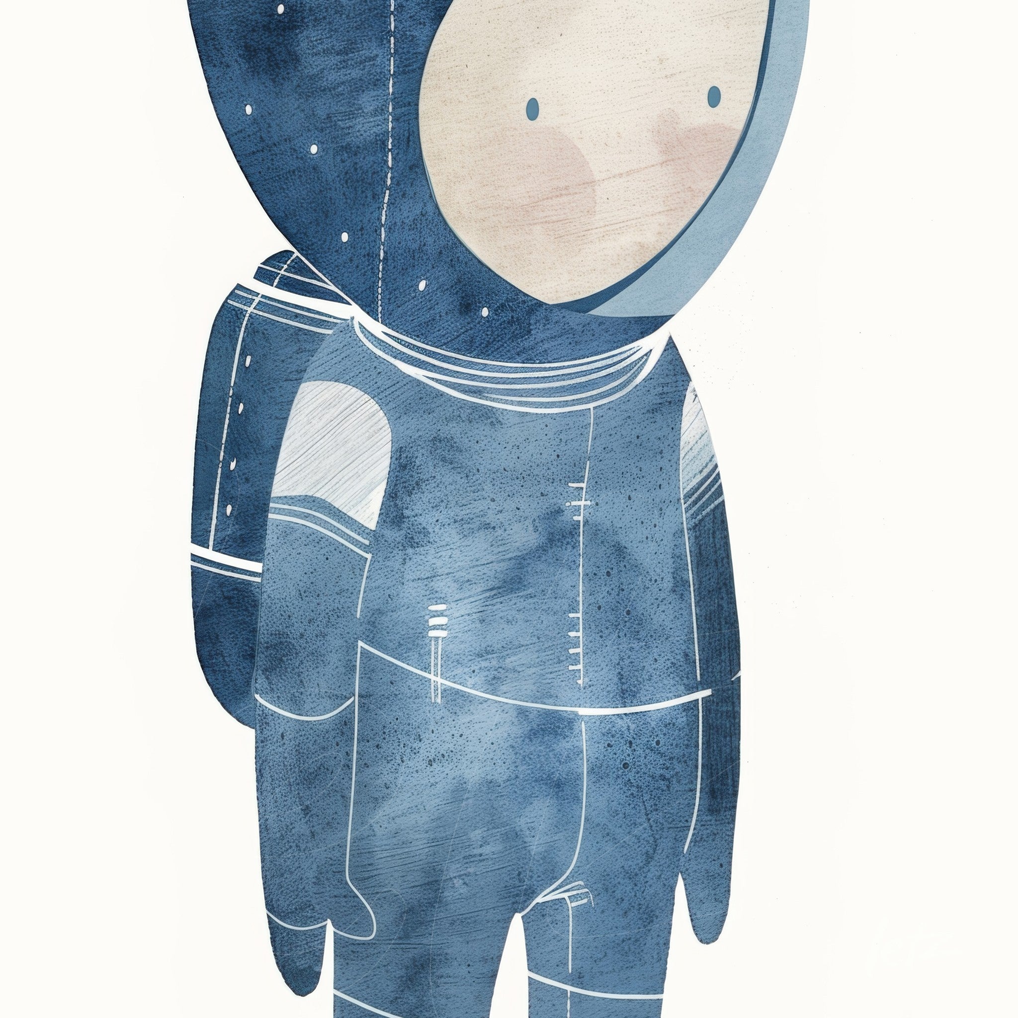 illustration of a child astronaut in dark blue suit on light background
