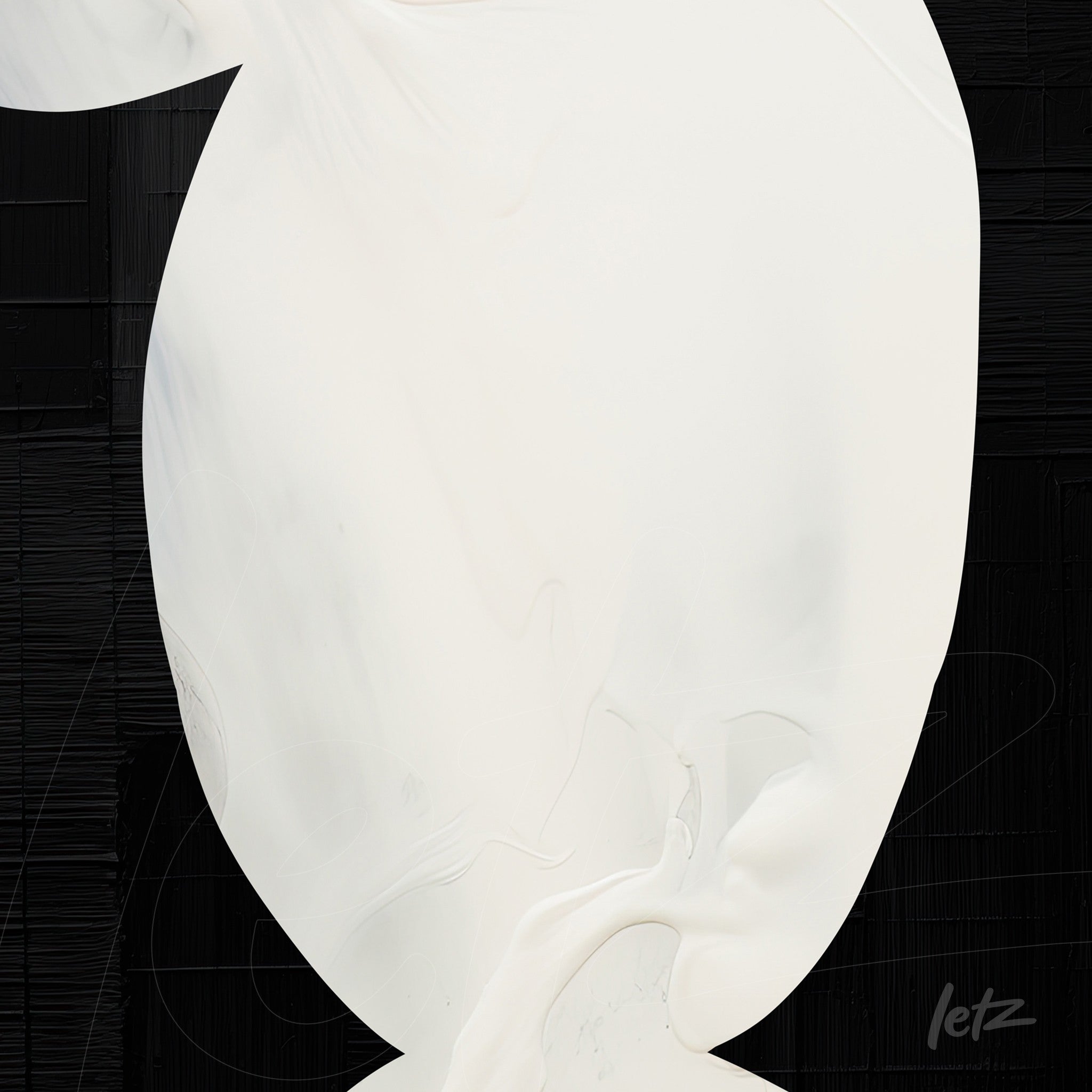 abstract art canvas featuring shades of white against a textured black background