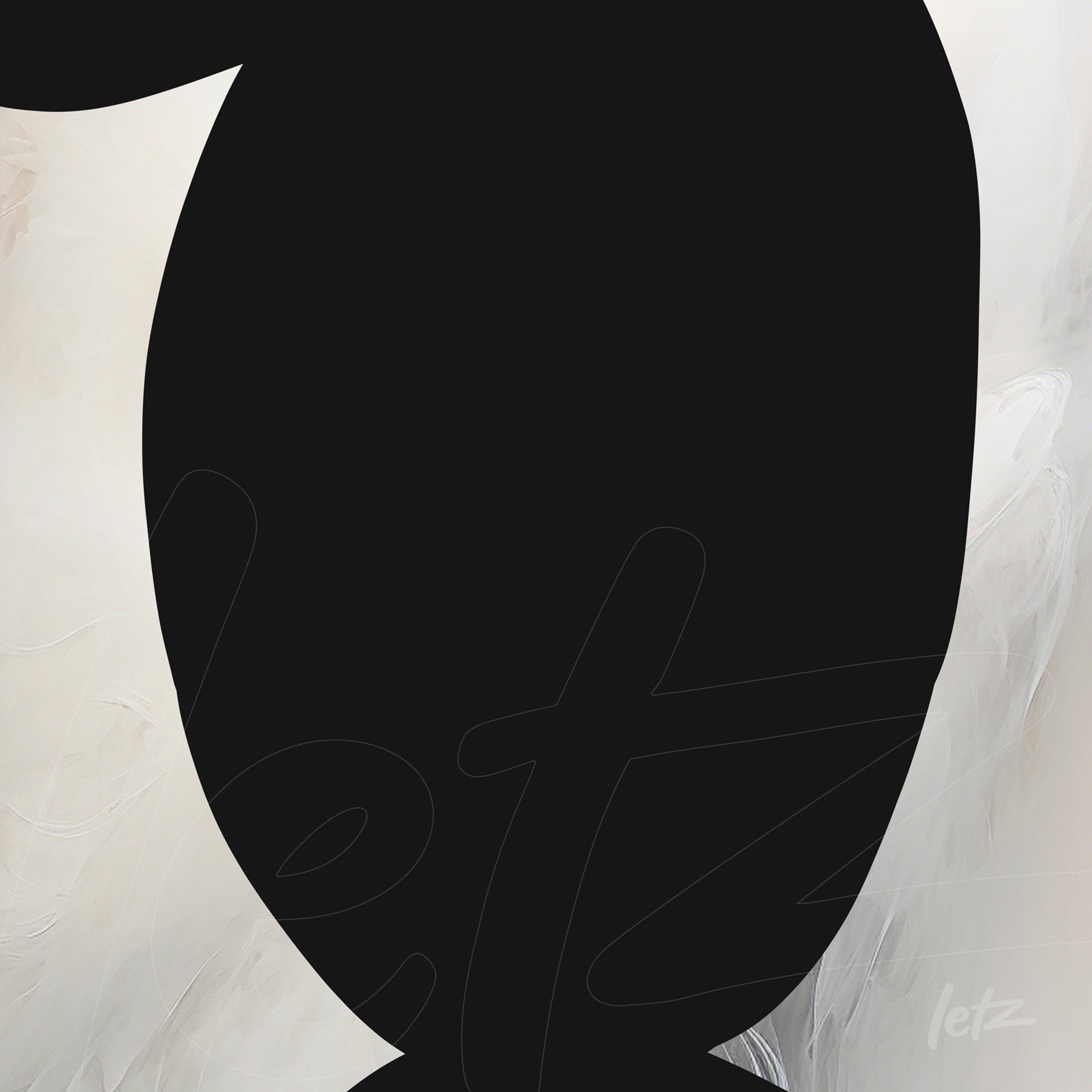 abstract art in cream tones featuring a prominent black shape