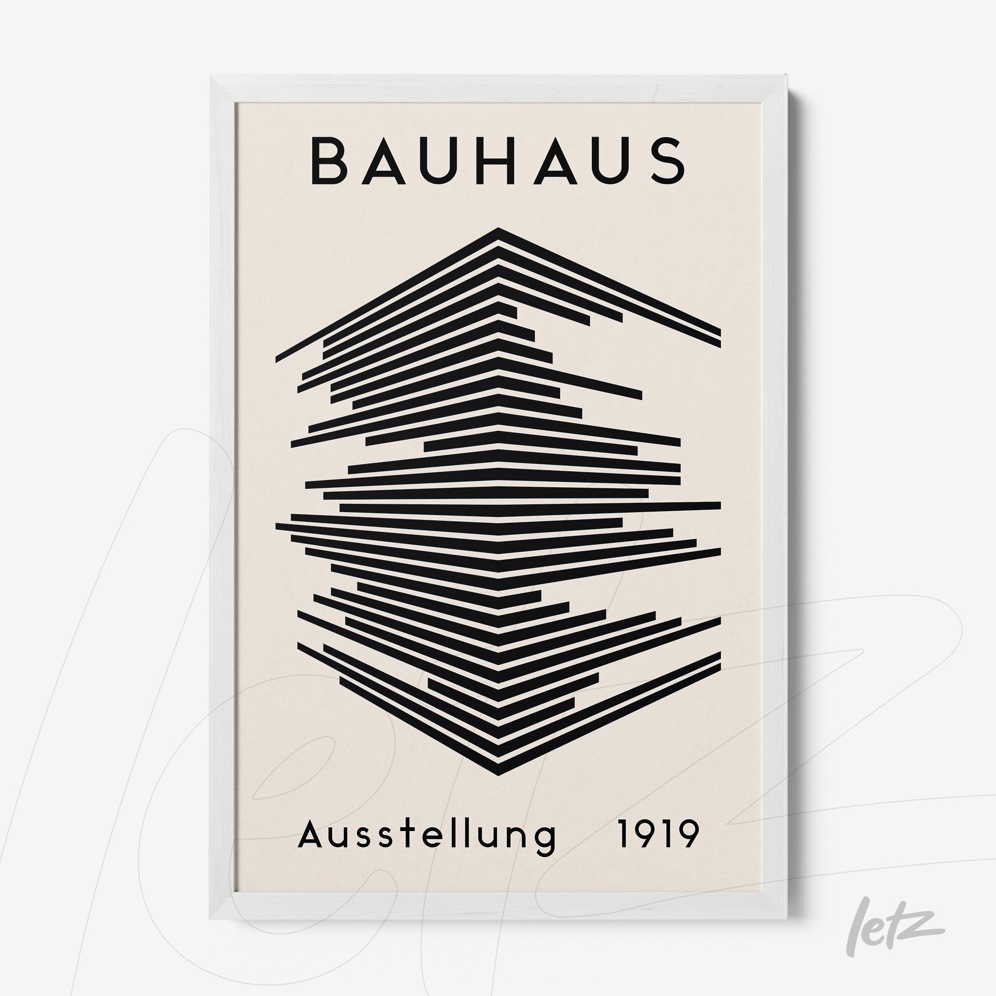 Bauhaus style geometric design poster with white frame