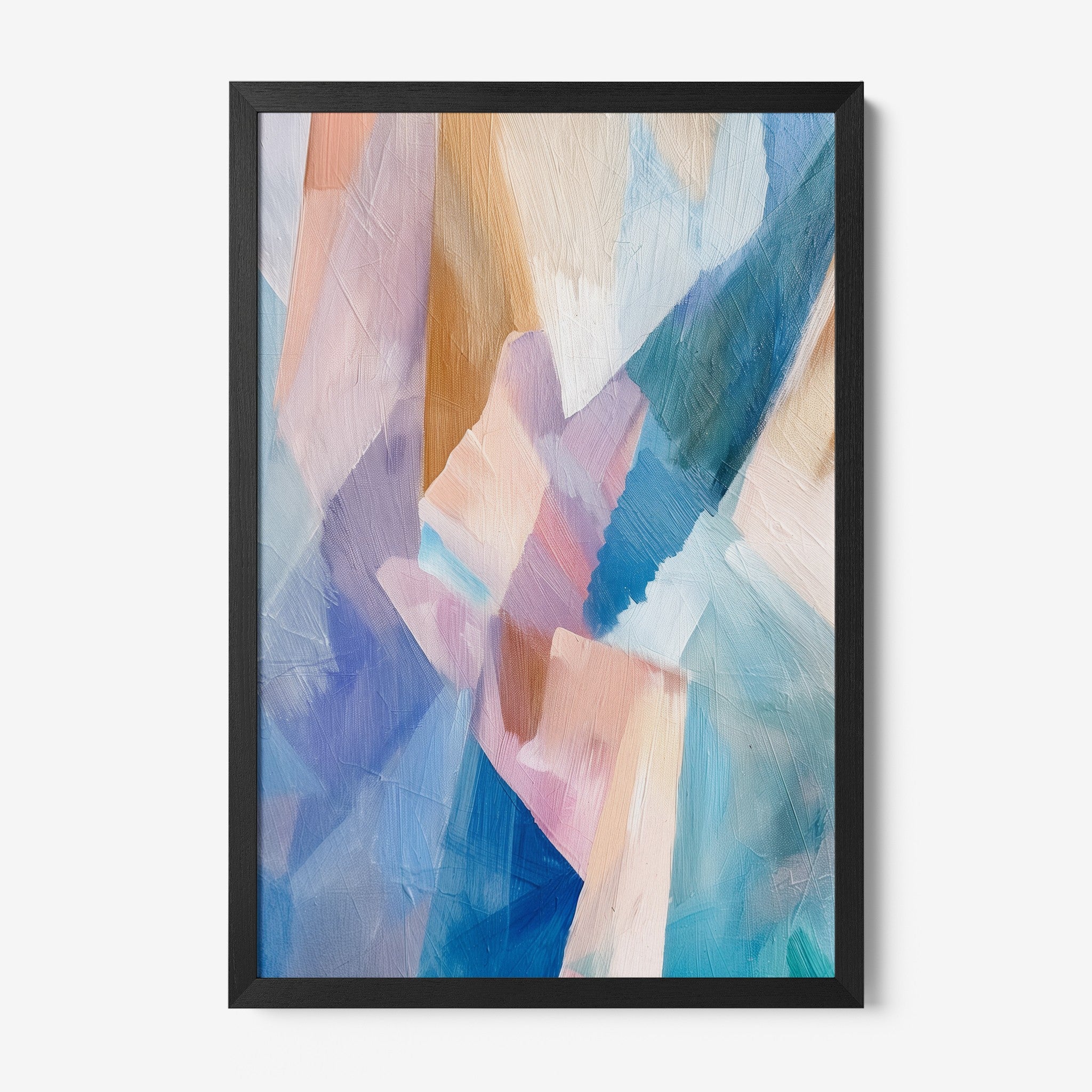 framed wall art featuring abstract painting in pastel colors with textured brush strokes