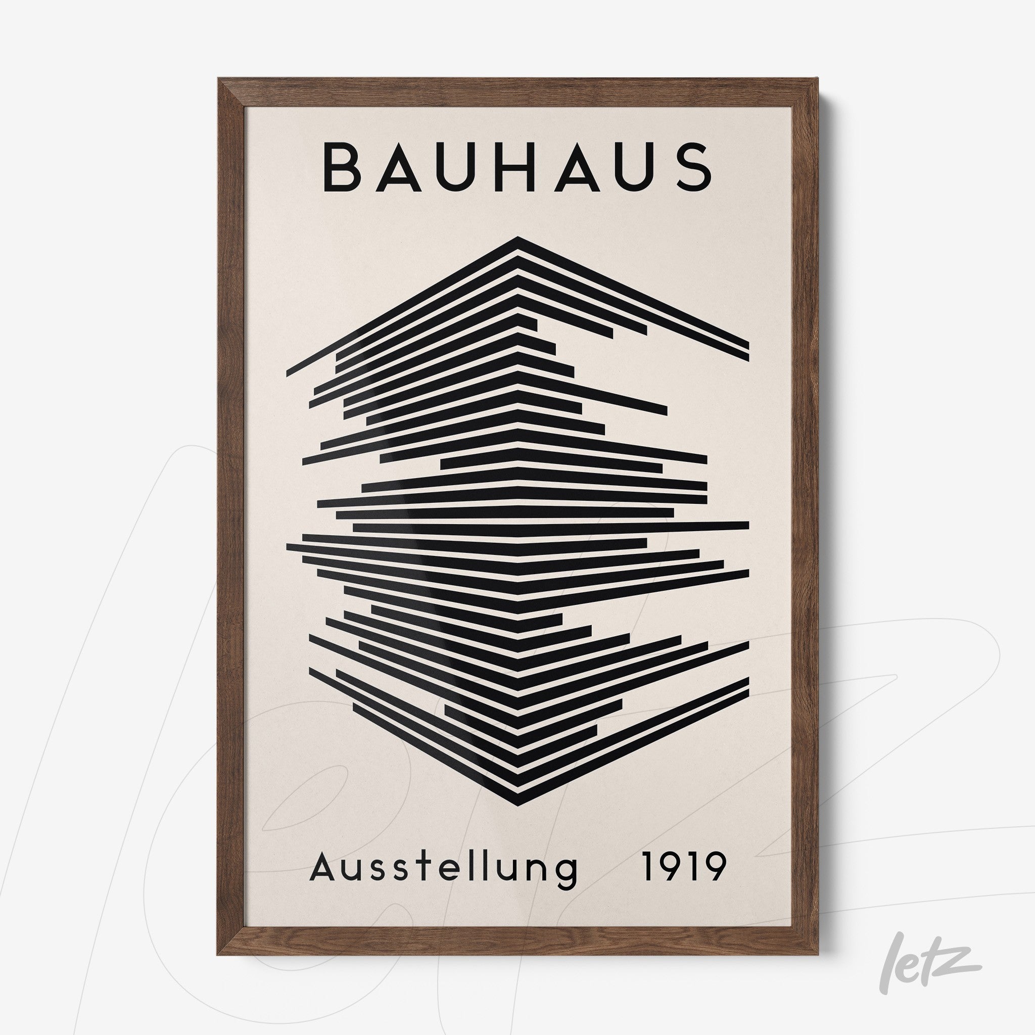 framed minimalist art of the Bauhaus movement from 1919 in black and white