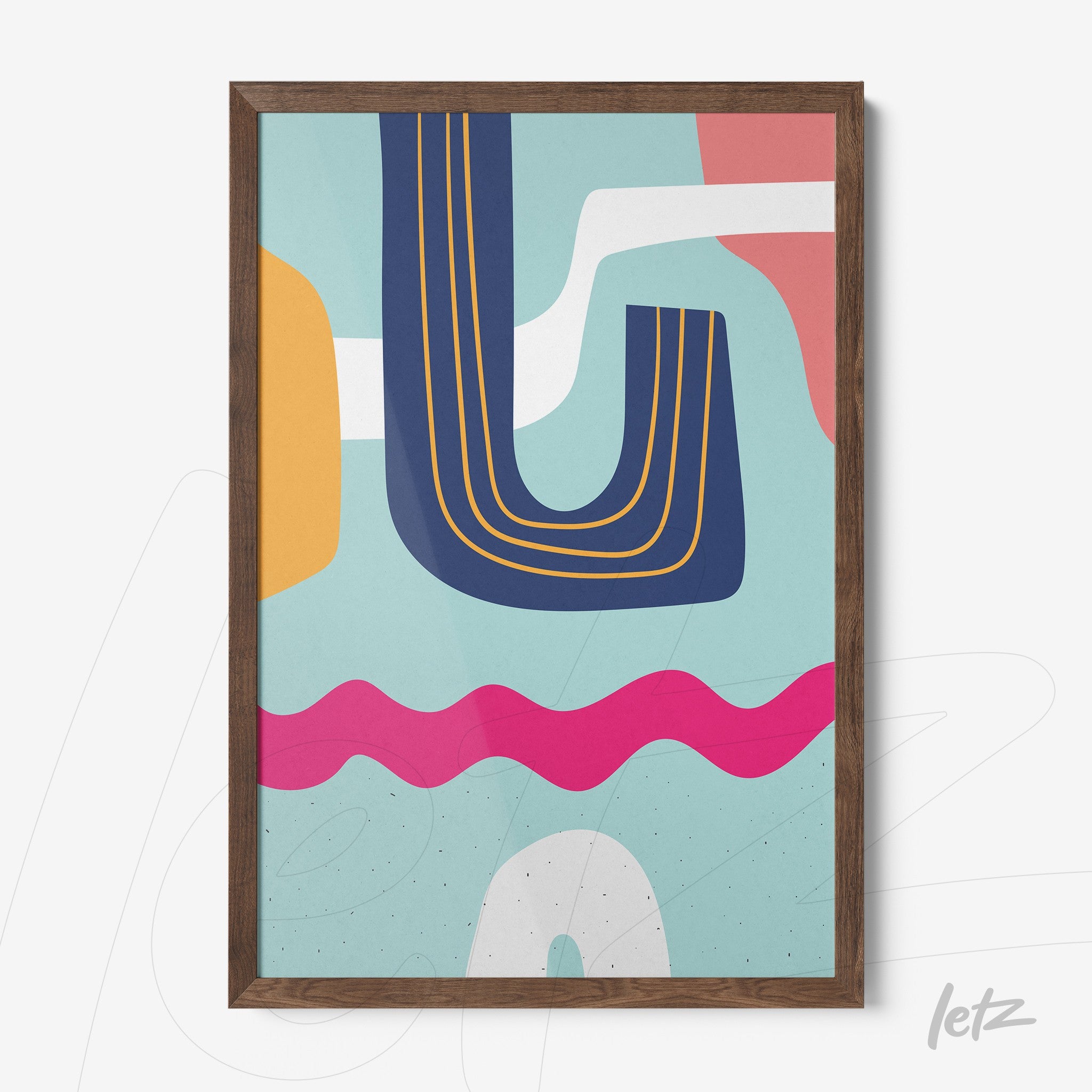 ```json
{
"alt": "quadro boho com formas geométricas modernas em moldura de madeira freijó",
"alt_en": "boho style art with modern geometric shapes in freijo wood frame"
}
```