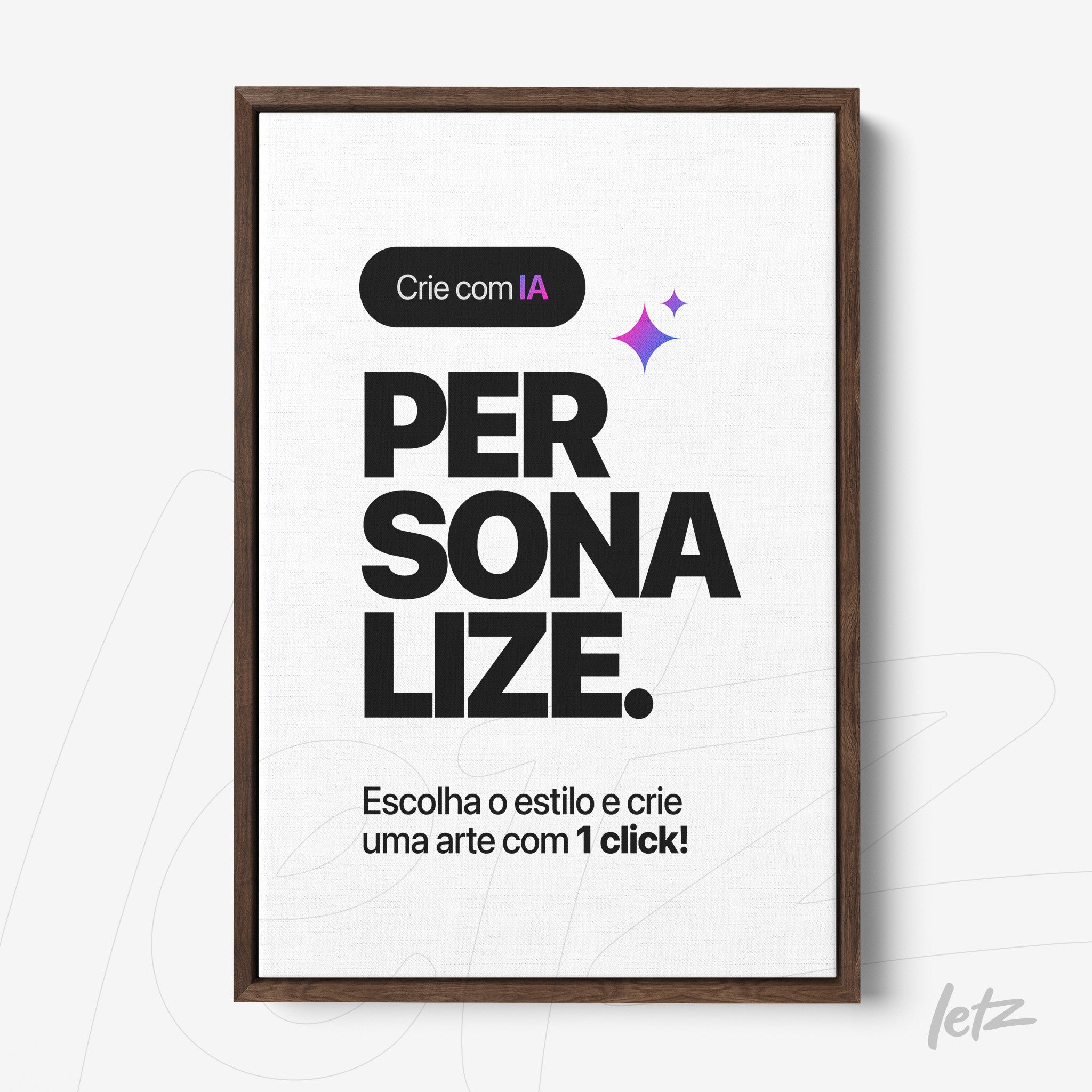 framed wall art featuring bold text design with dark wooden frame
