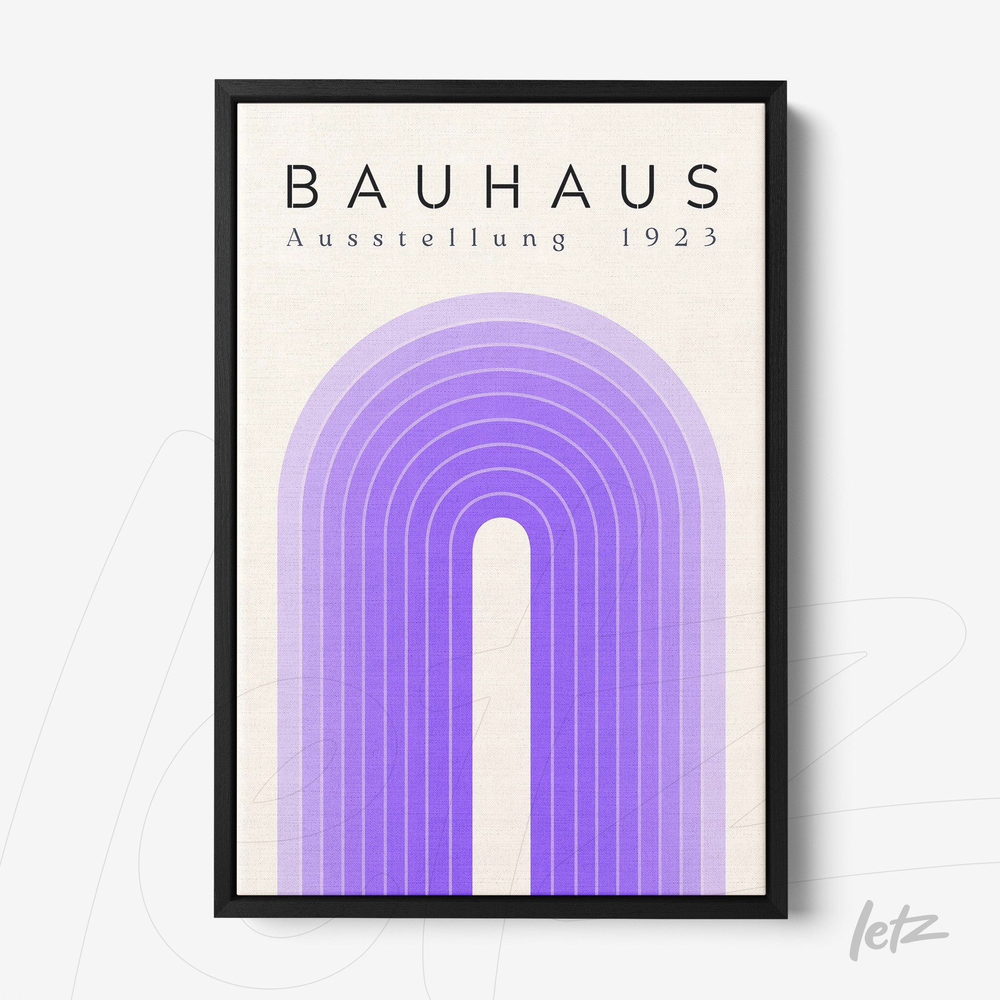 poster print with Bauhaus-inspired geometric art in black frame