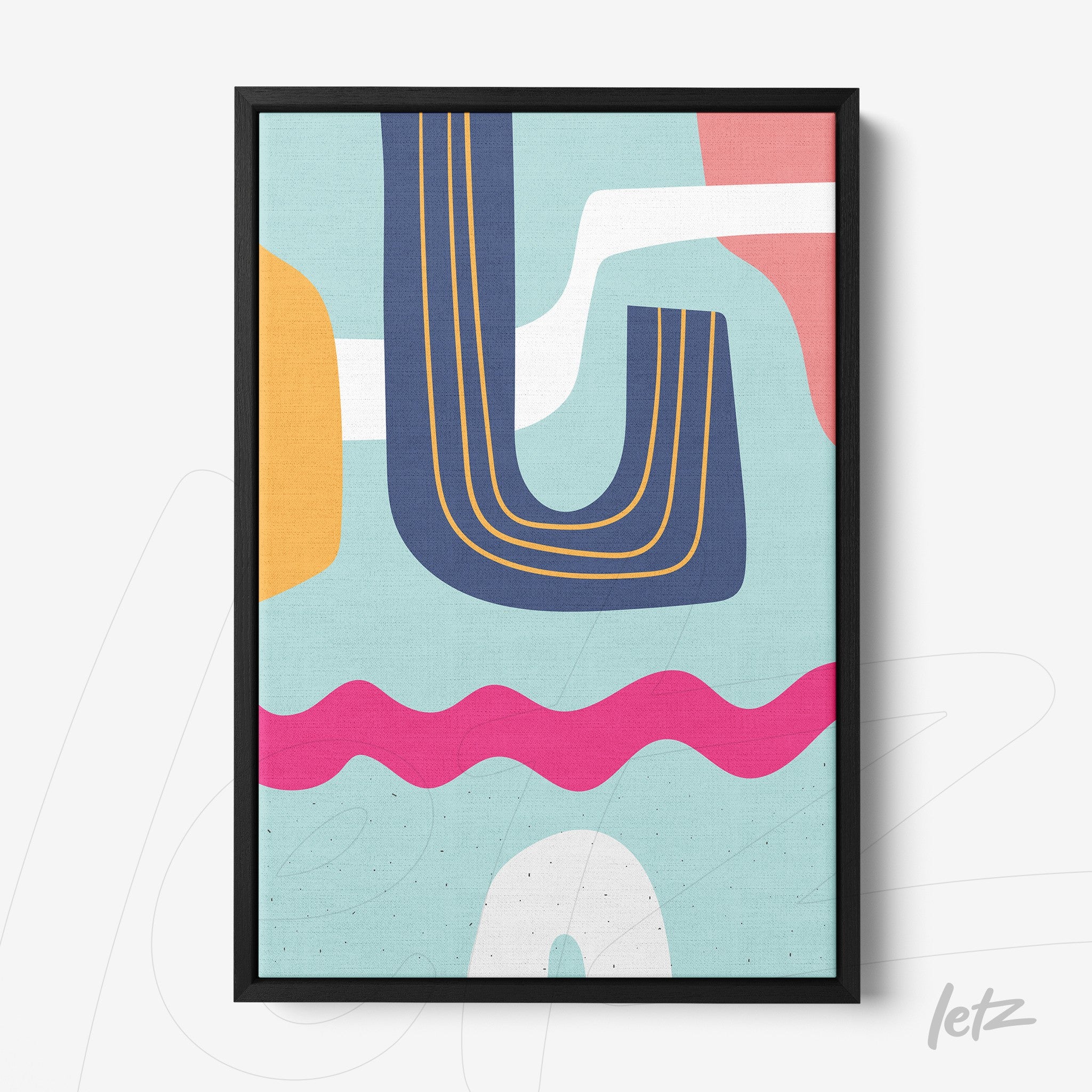 ```json
{
"alt": "quadro em canvas com arte boho em cores modernas, exibido com moldura preta",
"alt_en": "canvas art in boho style with modern colors, displayed in a black frame"
}
```