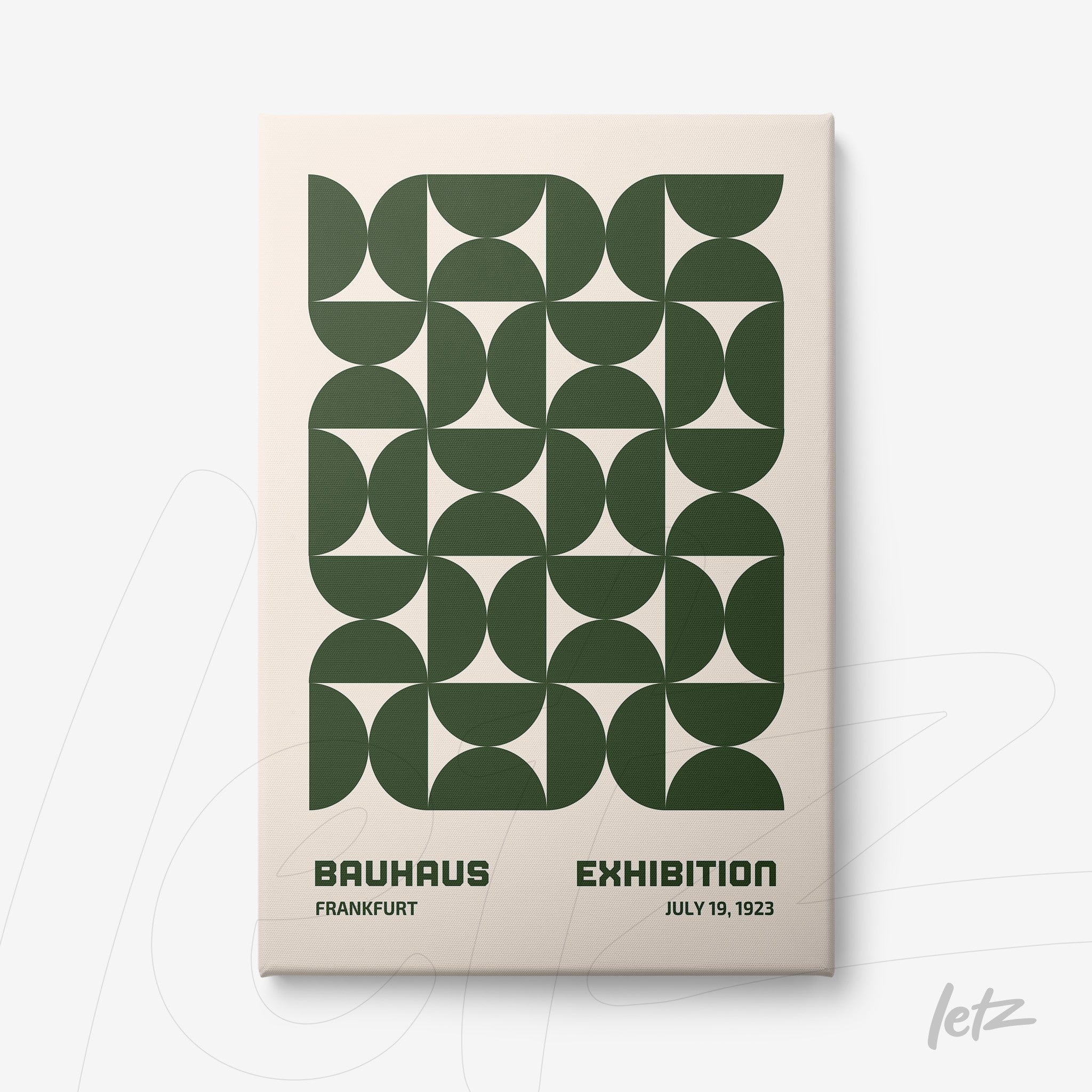 poster print of a bauhaus exhibition featuring green geometric design with black text