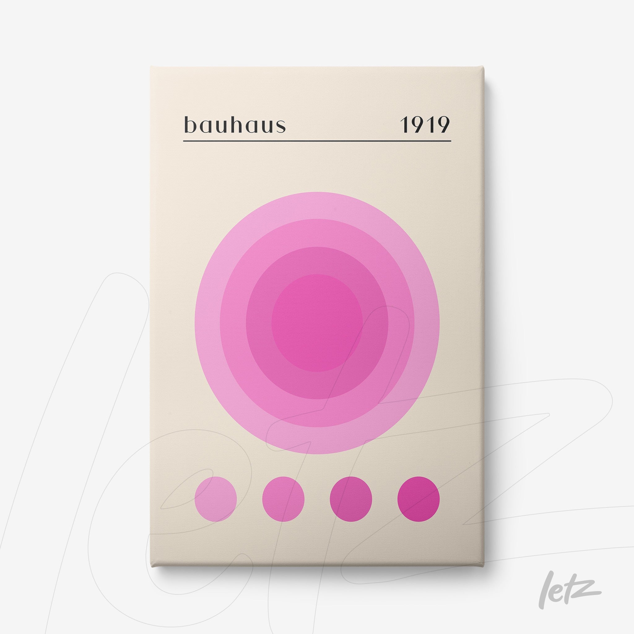 canvas print with concentric circles in shades of pink Bauhaus style 1919