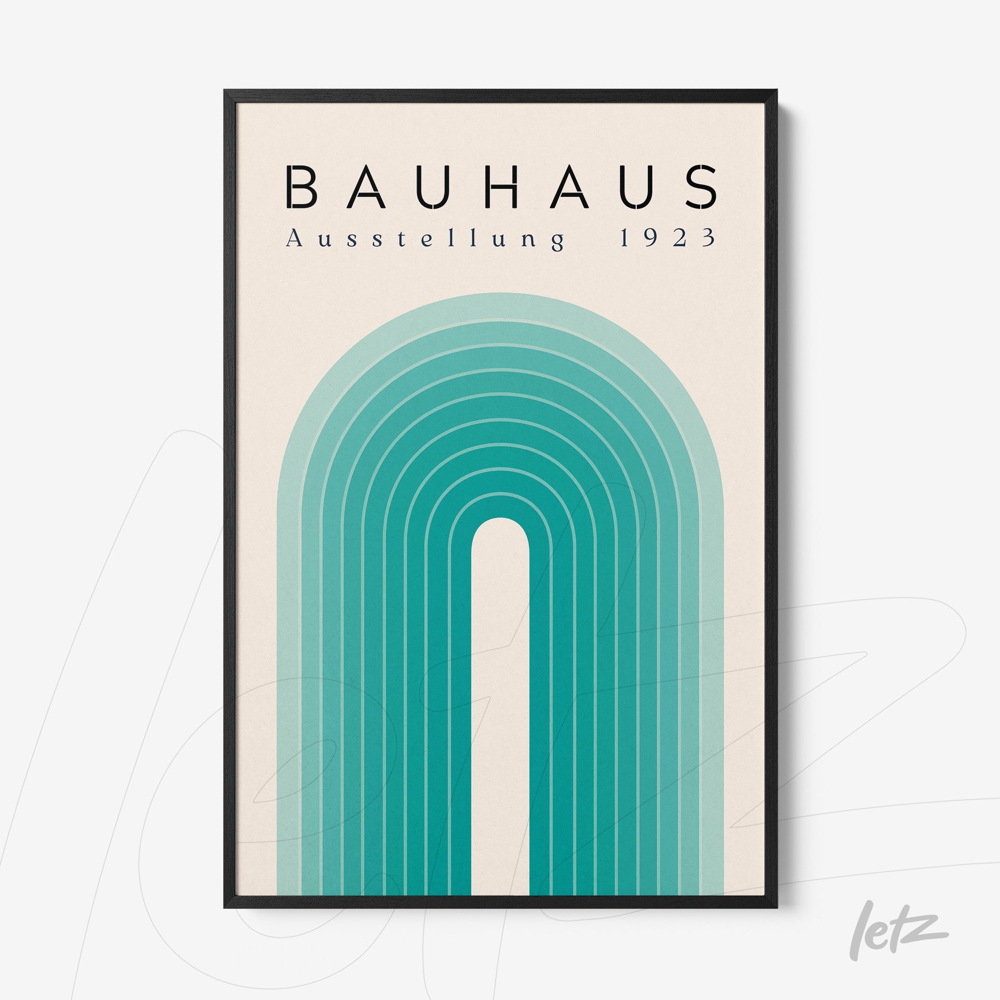 poster print featuring geometric bauhaus design with black frame