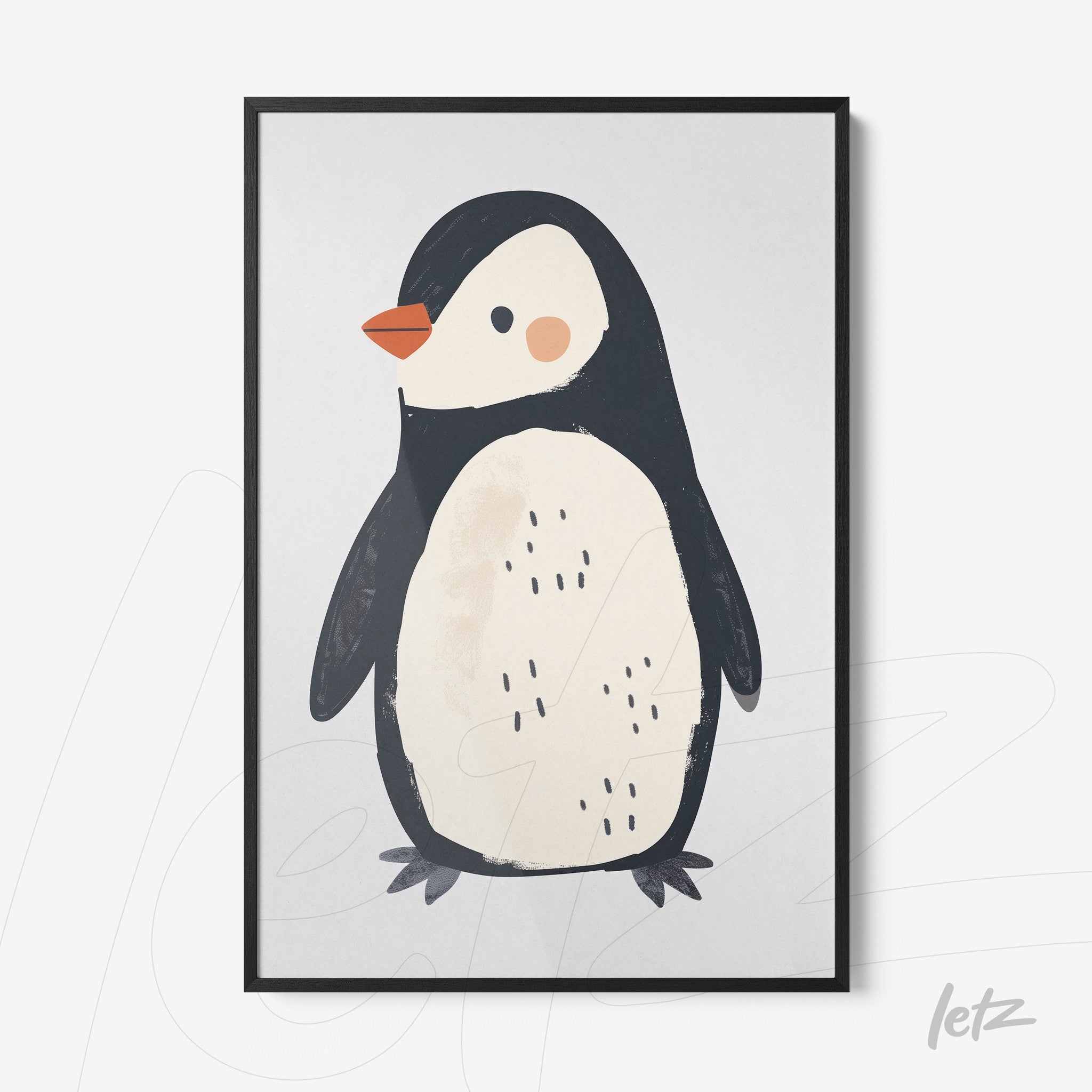 Letz-Quadro-Preview-Filete-com-Vidro-Preta_animais-fofinhos-pinguim-2.jpg