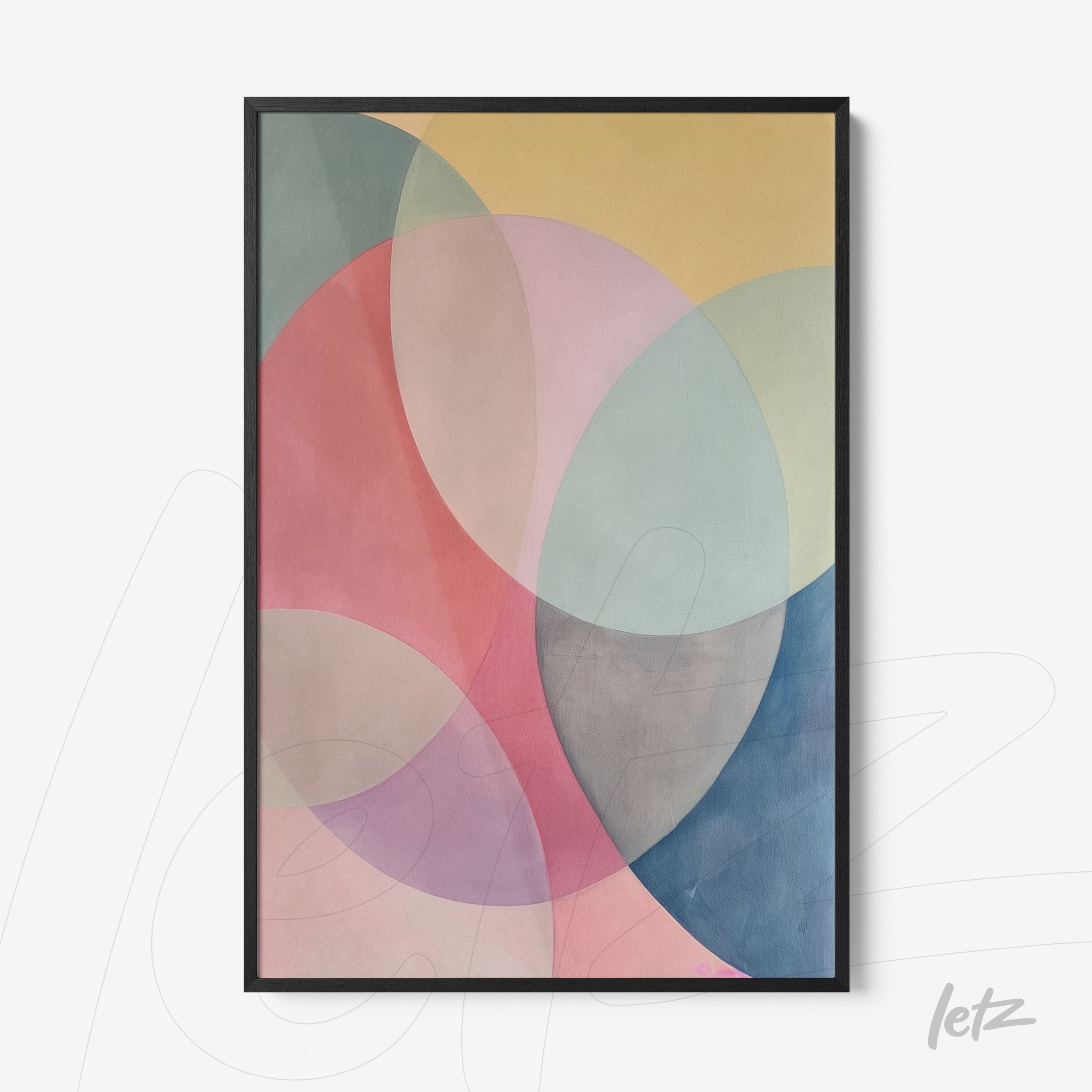 framed wall art featuring colorful abstract geometric shapes