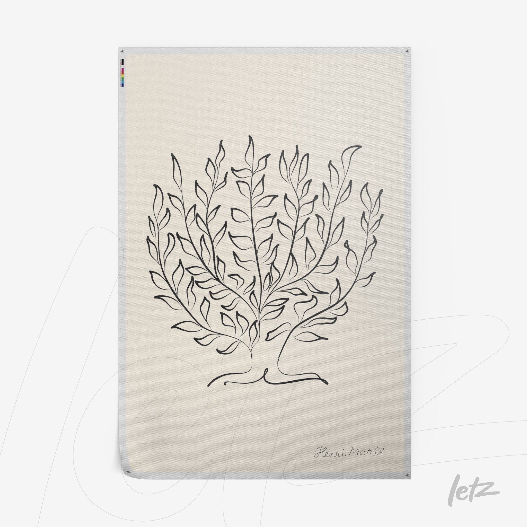 minimalist line art of a shrub in light background