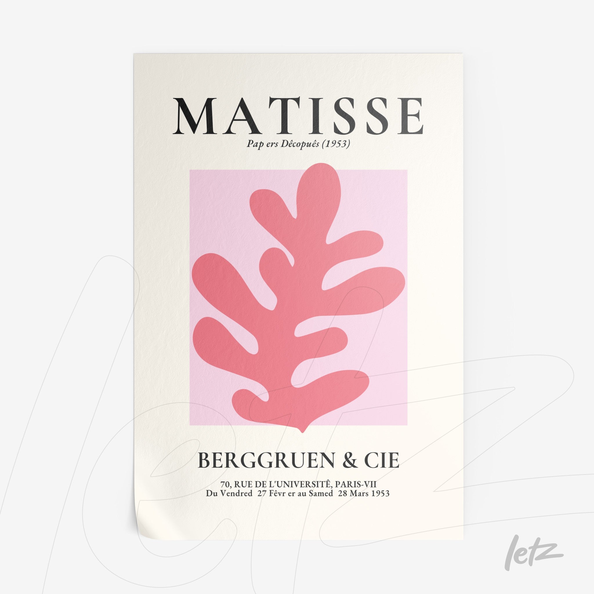 modern wall art in minimalist style featuring pink foliage on soft pink background without frame