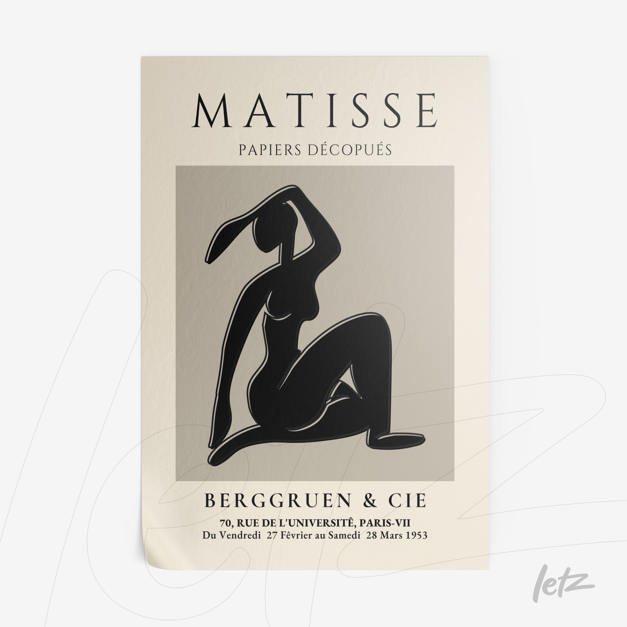 framed wall art featuring a stylized female silhouette on cream background with black text