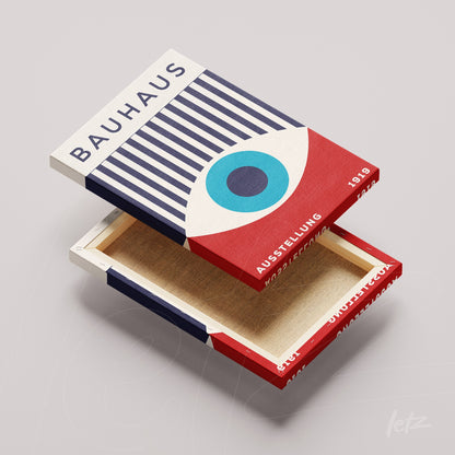 bauhaus style canvas art with geometric patterns and text