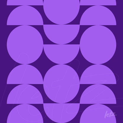 abstract art with purple circles on dark purple background in canvas print