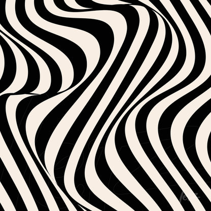 op art style print with black and white wavy patterns