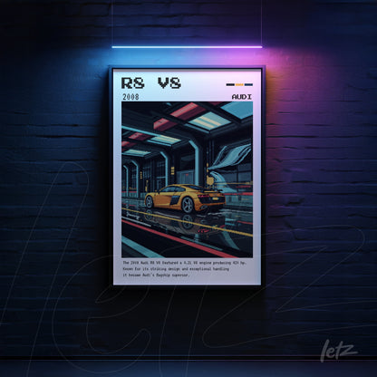 digital art of a sports car in a futuristic setting with black frame