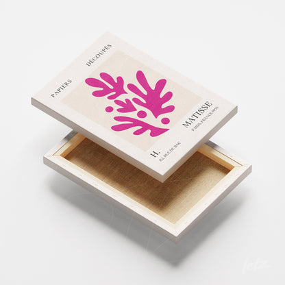 open storage box featuring henri matisse inspired design with vibrant pink details on a light background