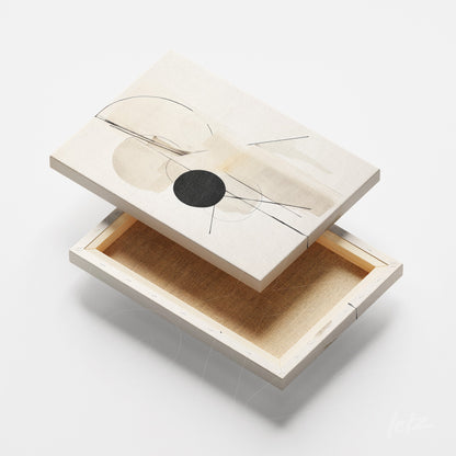 abstract artwork on canvas with neutral background and minimalist shapes in soft tones