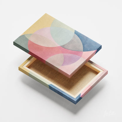 custom canvas art featuring soft-toned abstract design with colorful frame