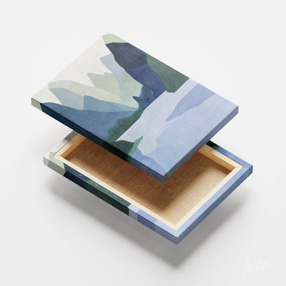 canvas print featuring abstract art in shades of blue and green with an organic pattern