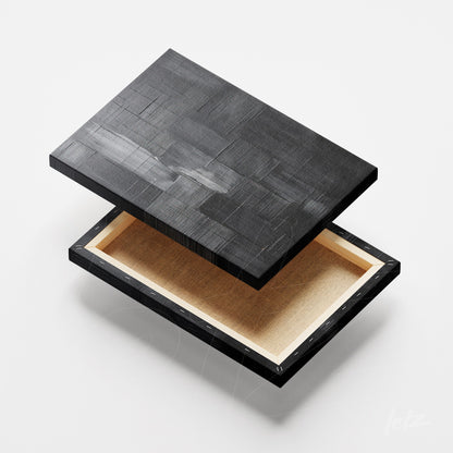 black frame for custom artwork with smooth texture displayed upside down