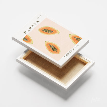 canvas artwork featuring papaya illustration on soft pink background