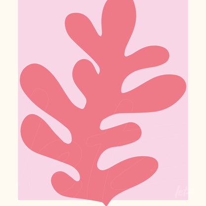 digital artwork of a stylized leaf design in shades of pink against a light pink background
