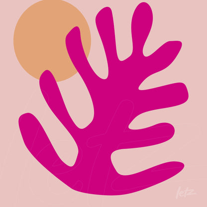 digital art featuring stylized pink foliage on a light pink background