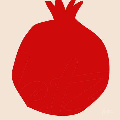minimalist art of pomegranate on neutral background with solid colors