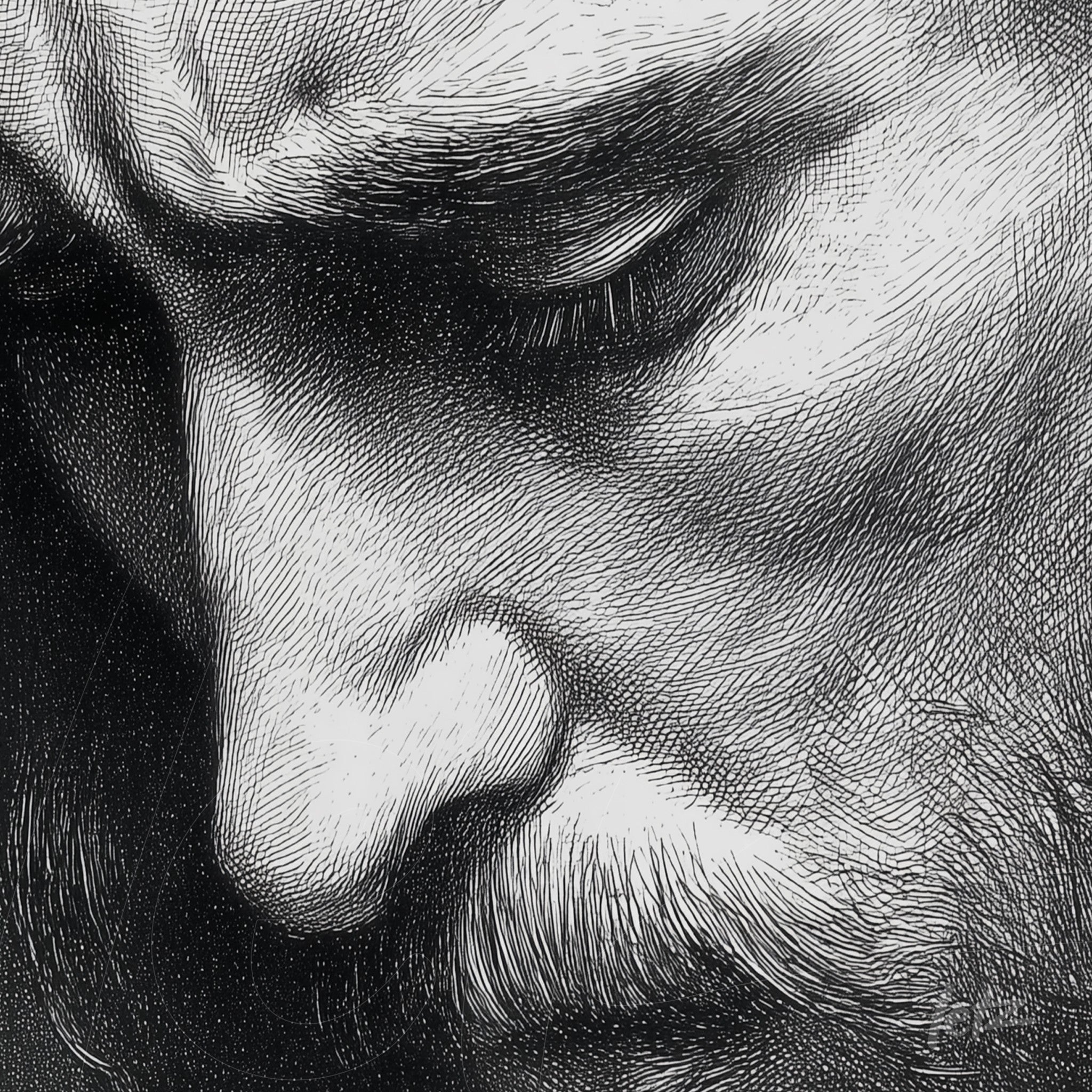black and white portrait of a man with deep facial expressions and intricate skin textures
