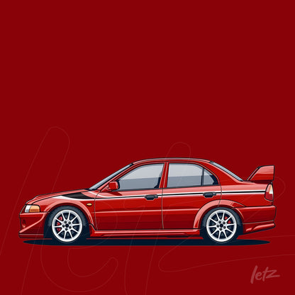 illustration of a red sports car on a solid red background