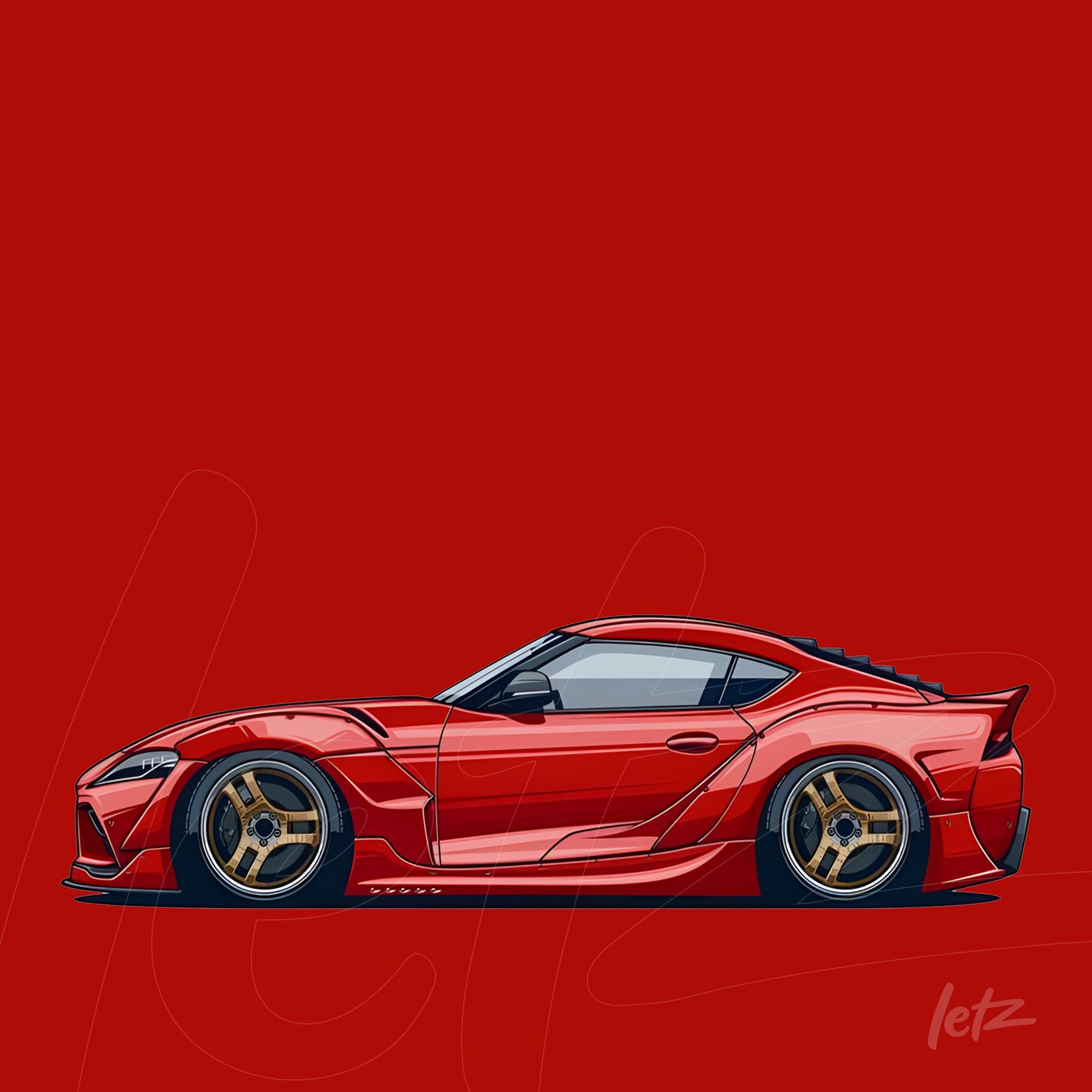 vector illustration of a red sports car on red background