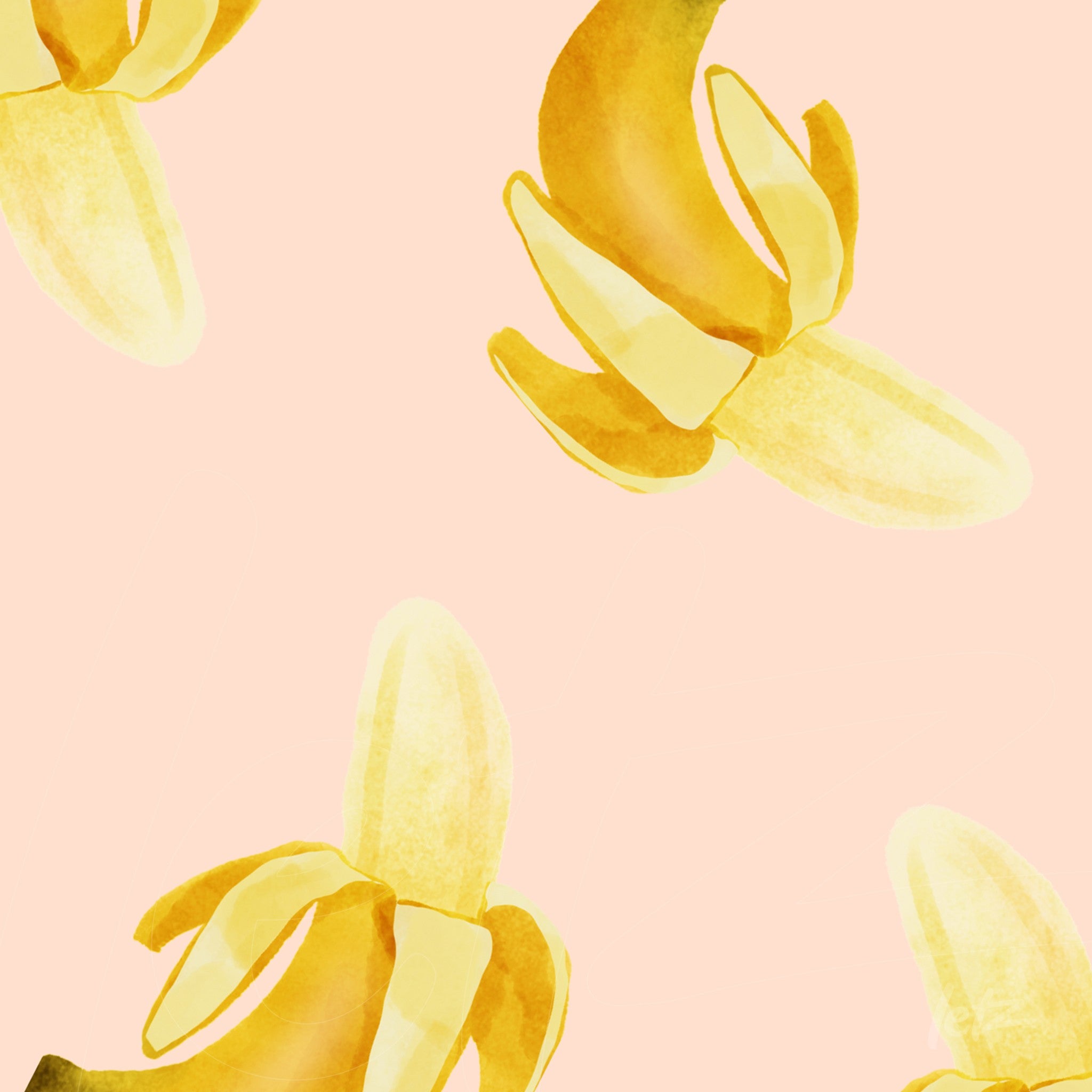 canvas print featuring a pattern of yellow bananas on a soft pink background