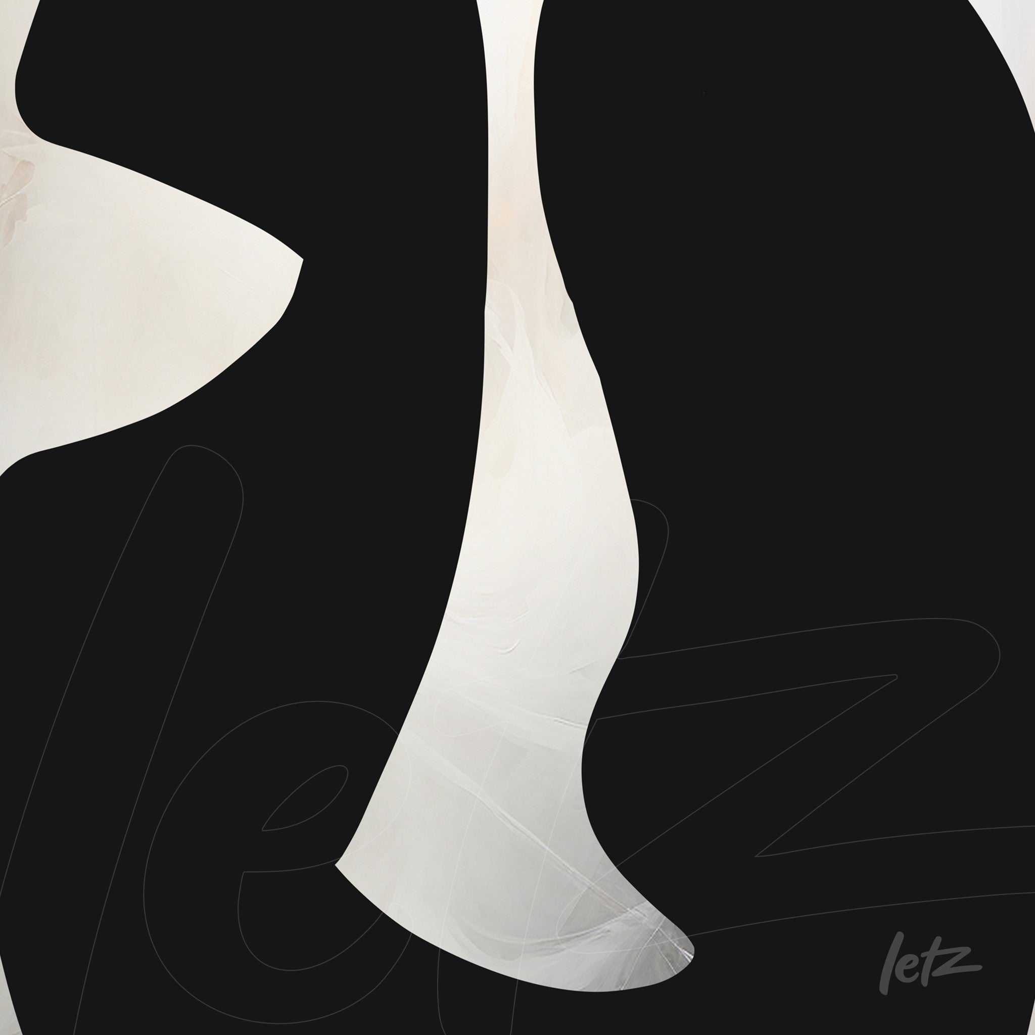 abstract wall art in black and white featuring fluid shapes and smooth texture