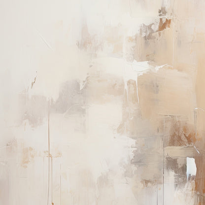 abstract artwork in neutral shades of beige and white featuring soft and textured brushstrokes