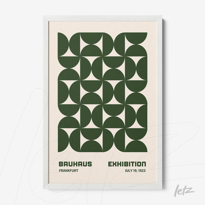 poster with bauhaus geometric design in white frame