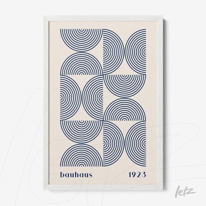 poster featuring geometric bauhaus-style design in a white frame