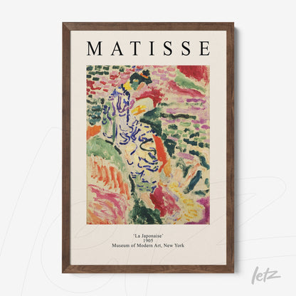 framed abstract artwork by Henri Matisse titled 'La Japonaise', featuring vibrant colors and bold shapes