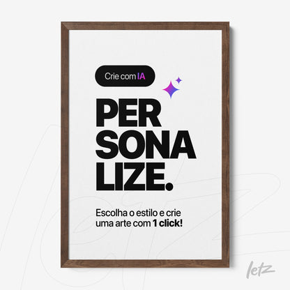 framed wall art featuring bold text emphasizing the word personalize in a dark wood frame