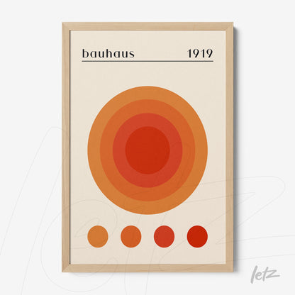 poster featuring Bauhaus geometric design with light wood frame