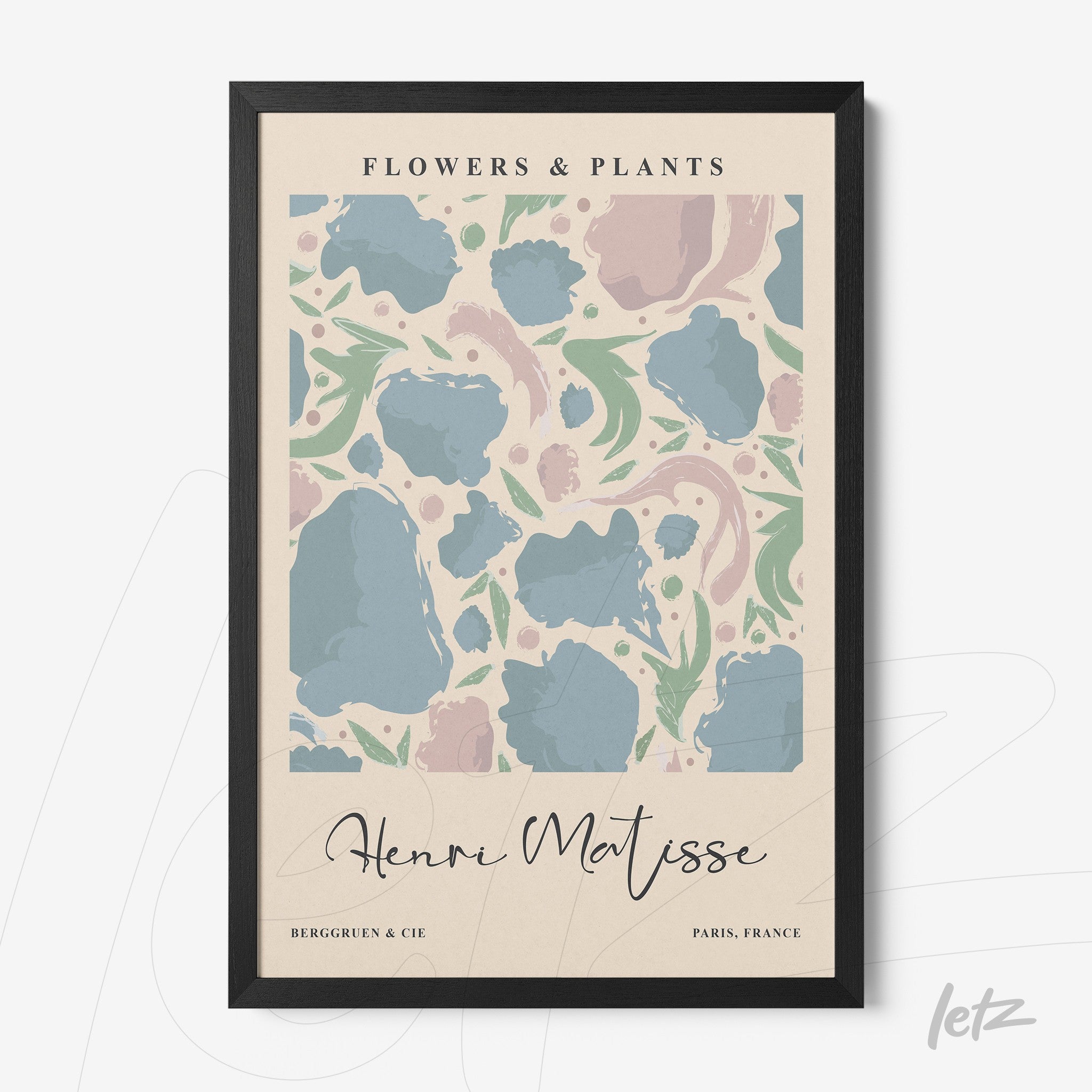 framed wall art with soft-toned flower and plant illustrations