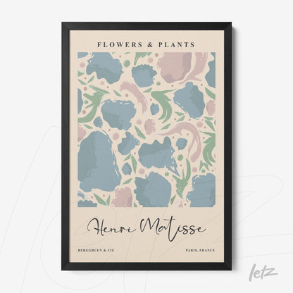 framed wall art with soft-toned flower and plant illustrations