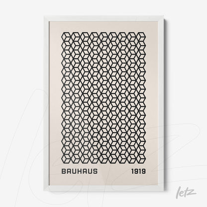 poster print featuring geometric Bauhaus style art in a white frame