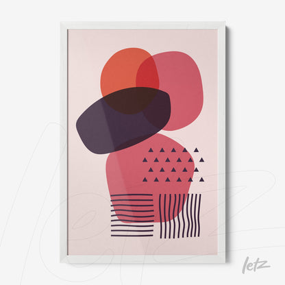 abstract poster with colorful geometric shapes in white frame