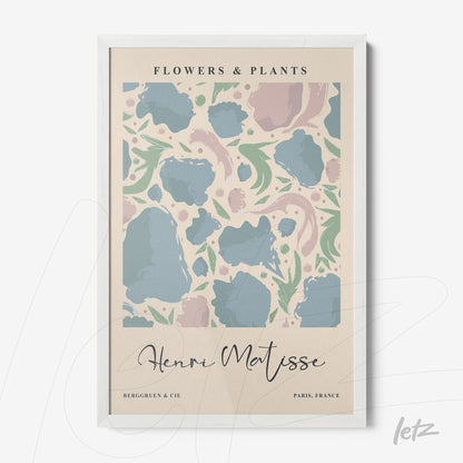 framed wall art featuring abstract floral design with light background